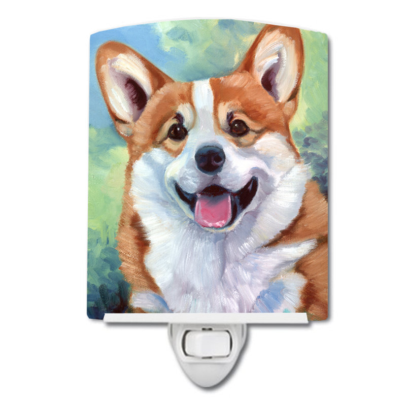 Éclairage de nuit en céramique happy face pembroke corgi