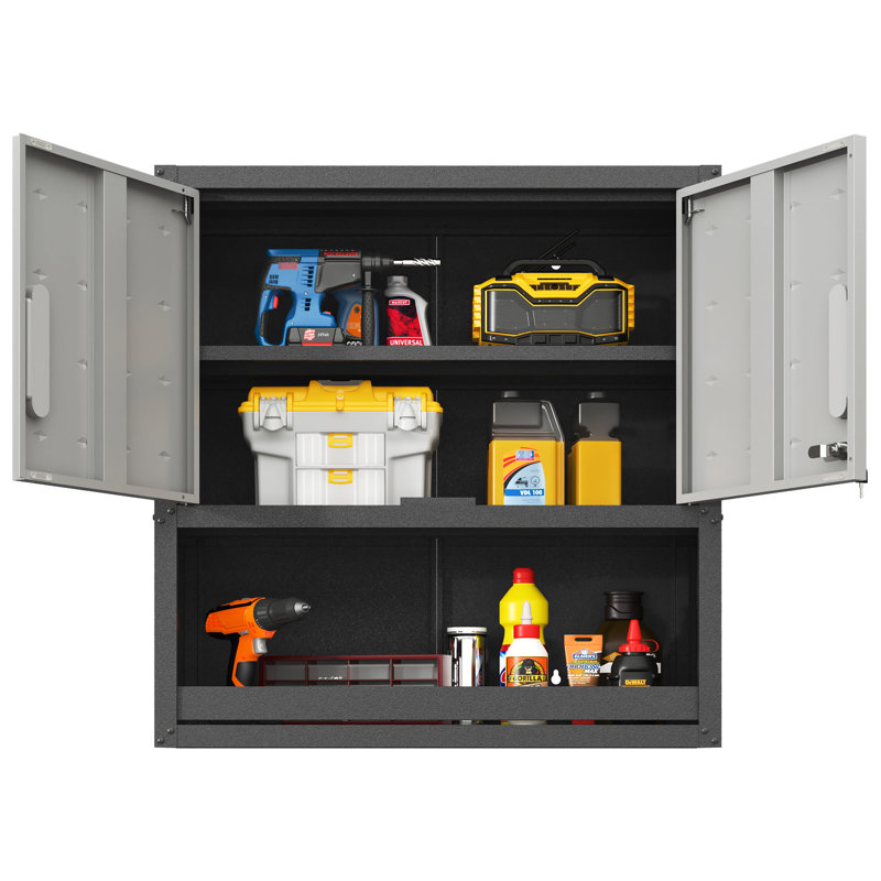 Armoire murale en métal pour garage, entrepôt, bureau. Avec porte verrouillable et tablette. Bureau antirouille avec porte. Design moderne