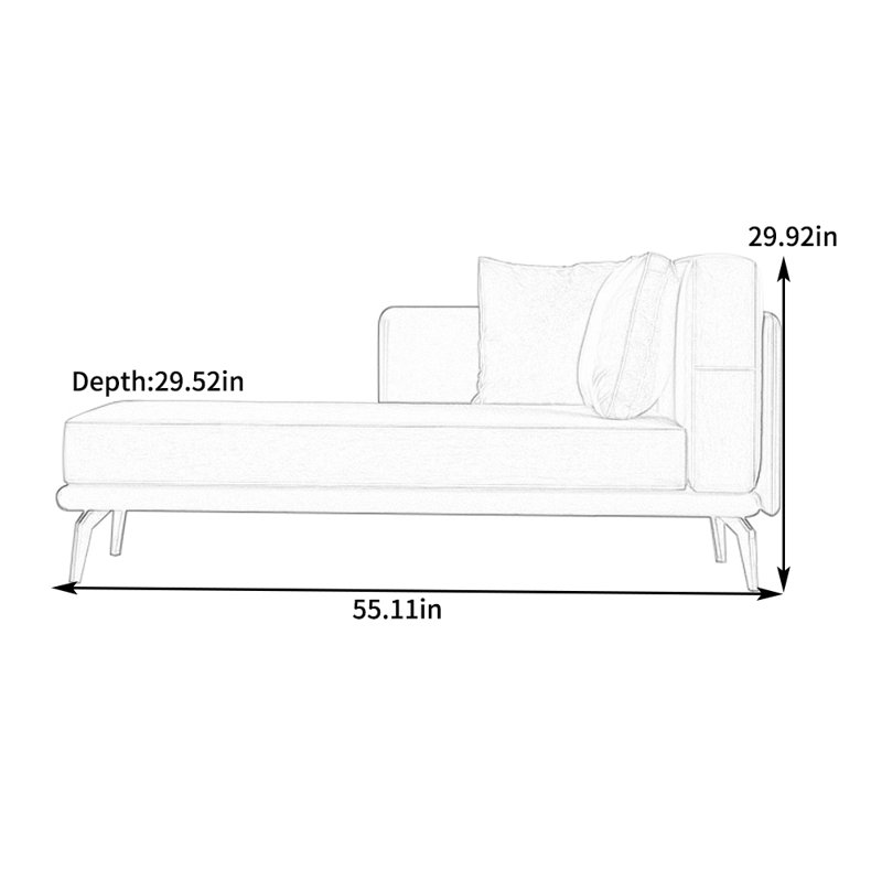 Fauteuil inclinable en éponge minimaliste, Accoudoir à droite (vu de face)