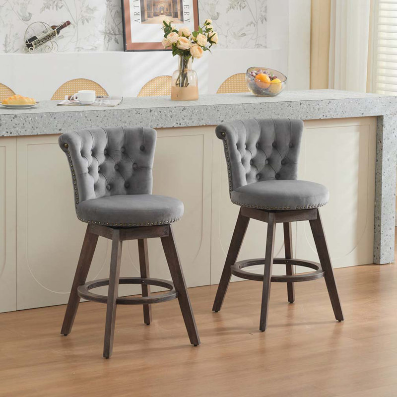 Tabouret de bar pivotant à 360 °, Gris