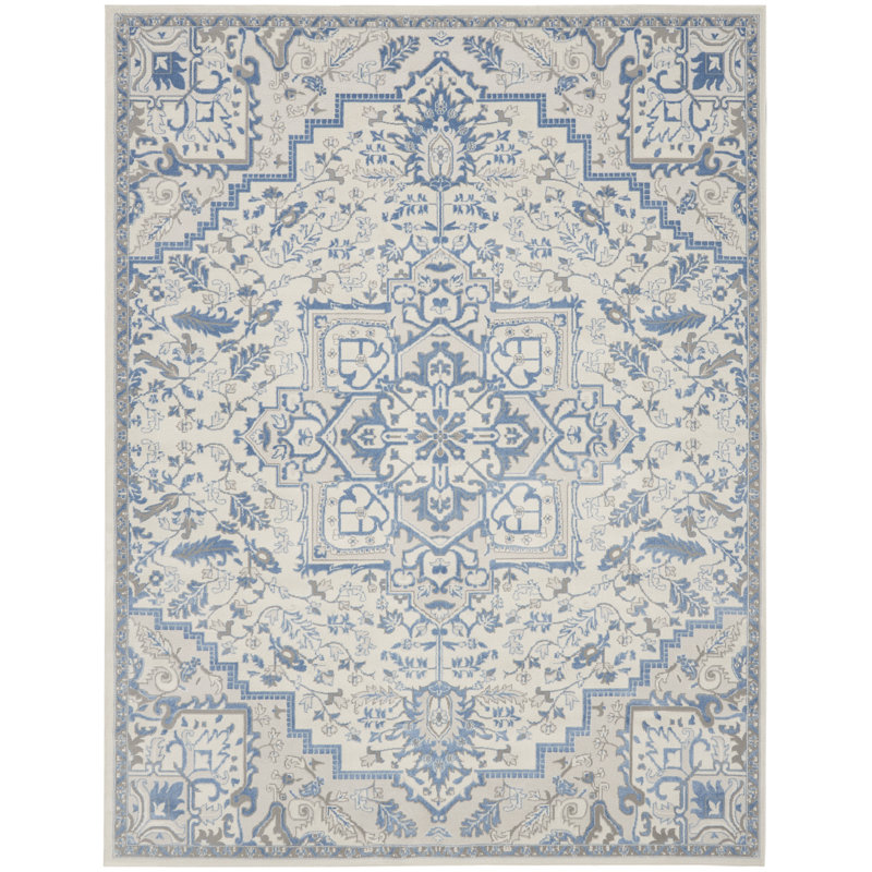 Tapis ivoire traditionnel Rheba, Rectangle 7 pi 10 po x 9 pi 10 po