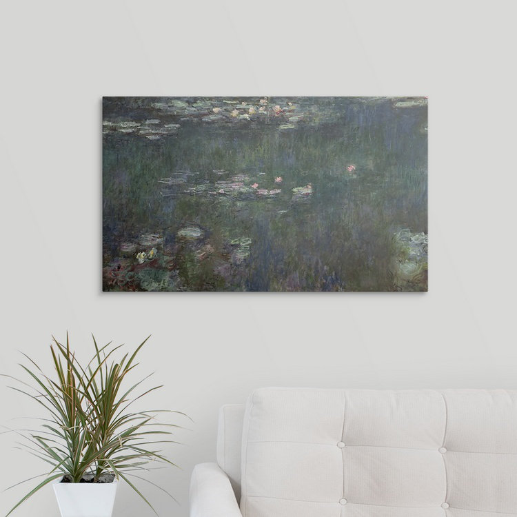 «Nénuphars: reflets verts, 1914» par Claude Monet, reproduction d'art, H 15 po x l 24 po x P 1,5 po, Toile