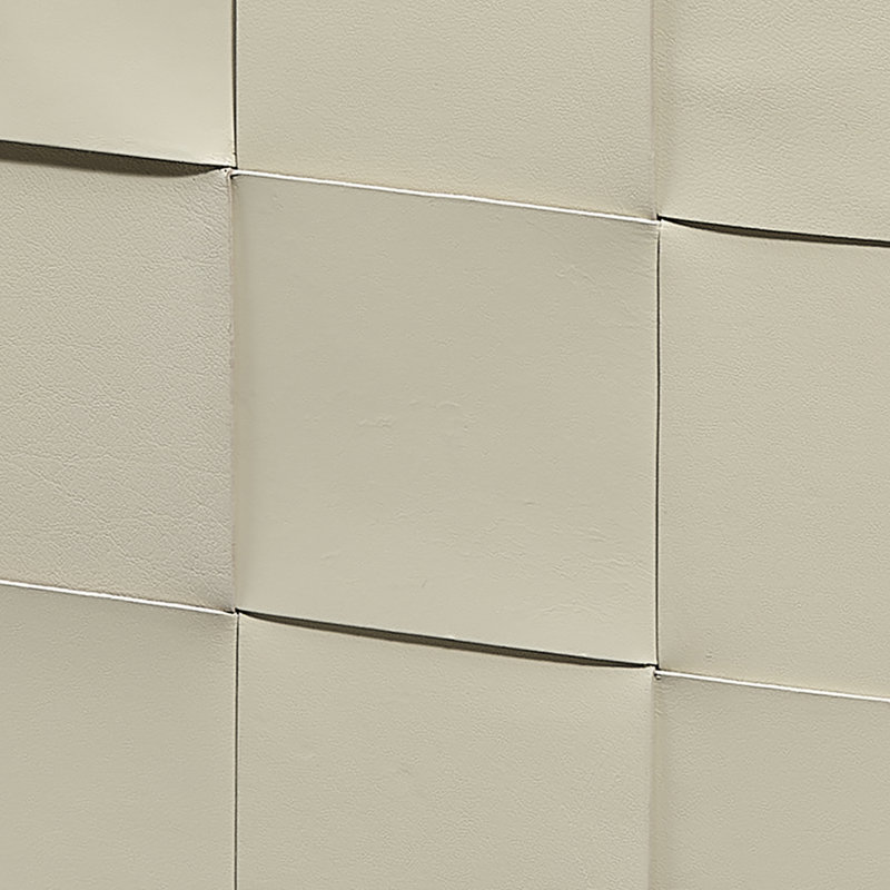 Woven Ottoman Ottoman, Cream Genuine Leather