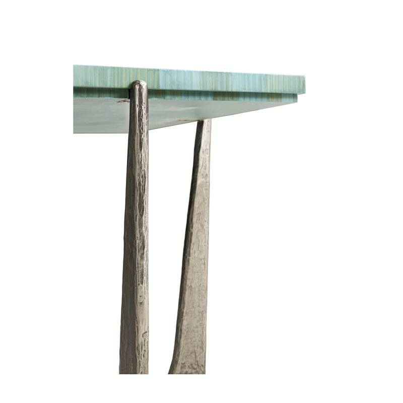Water Seaglass Martini Table, 23" H x 21.5" W x 21.5" D