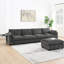 5 Modular Sectional 130", L-Shape, With High Density Foam, Side Storage, Folding Table, Dual Charging, Movement , 2 Armrest Pillows, Chenille, Colours 5 Seat, Storage Pockets,