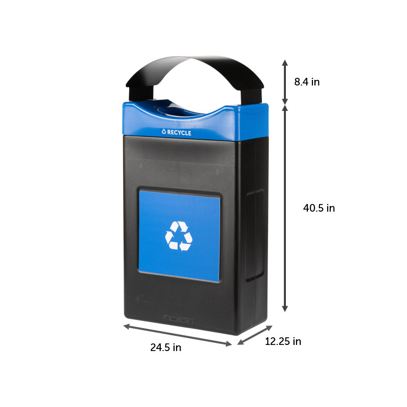 Contenant de recyclage Commercial Zone Avante, unité peu profonde de 30 gallons avec couvercle de pavillon, doublure incluse