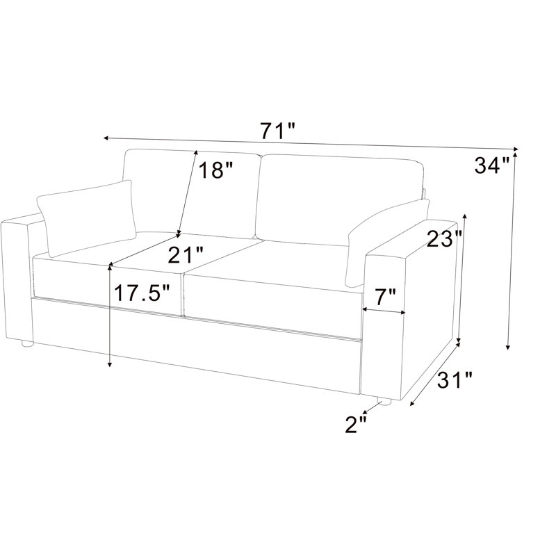 Upholstered Sofa With Removable Pillows, Dark Gray