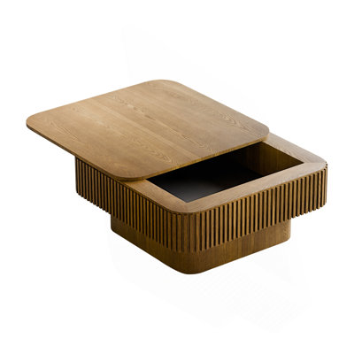 31.5" Square Coffee Table With Storage Solid Wood Veneered Modern Coffee Table Accent Tea Table For Living Room, Bedroom, Apartment Or Office, Brown