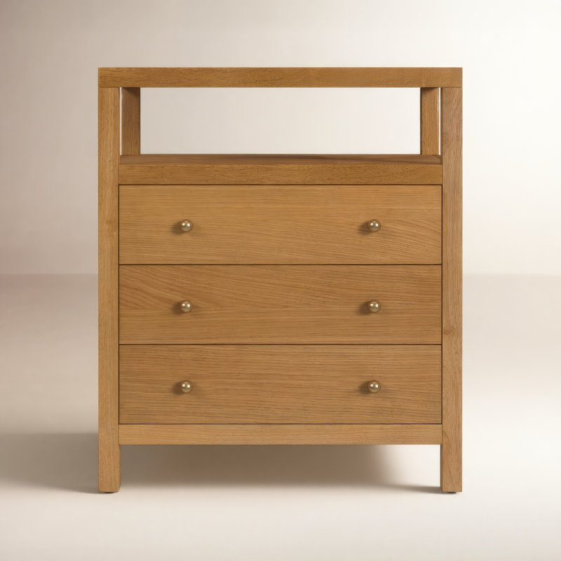 Celine 28" 3-Drawer Nightstand, Natural, Natural