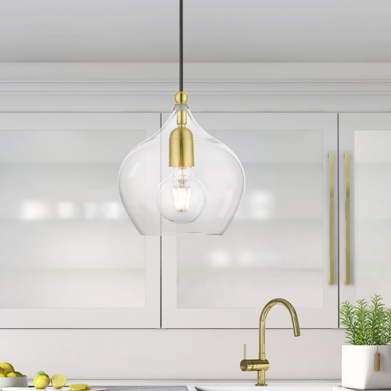 Luminaire suspendu géométrique à 1 lumière Donivin, Laiton satiné