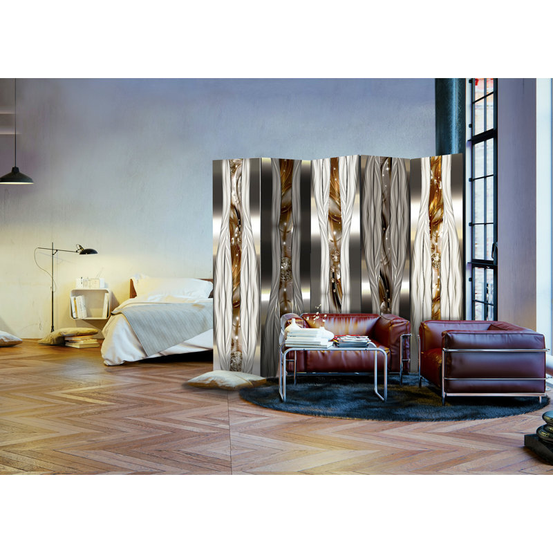 225cm W x 172cm H 5 - Panel Wood Folding Room Divider