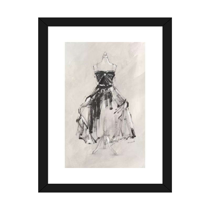 "Black gown I" par Ethan Harper, reproduction d’art, Blanc, Papier encadré noir, H 32 po x l 24 po x P 1 po