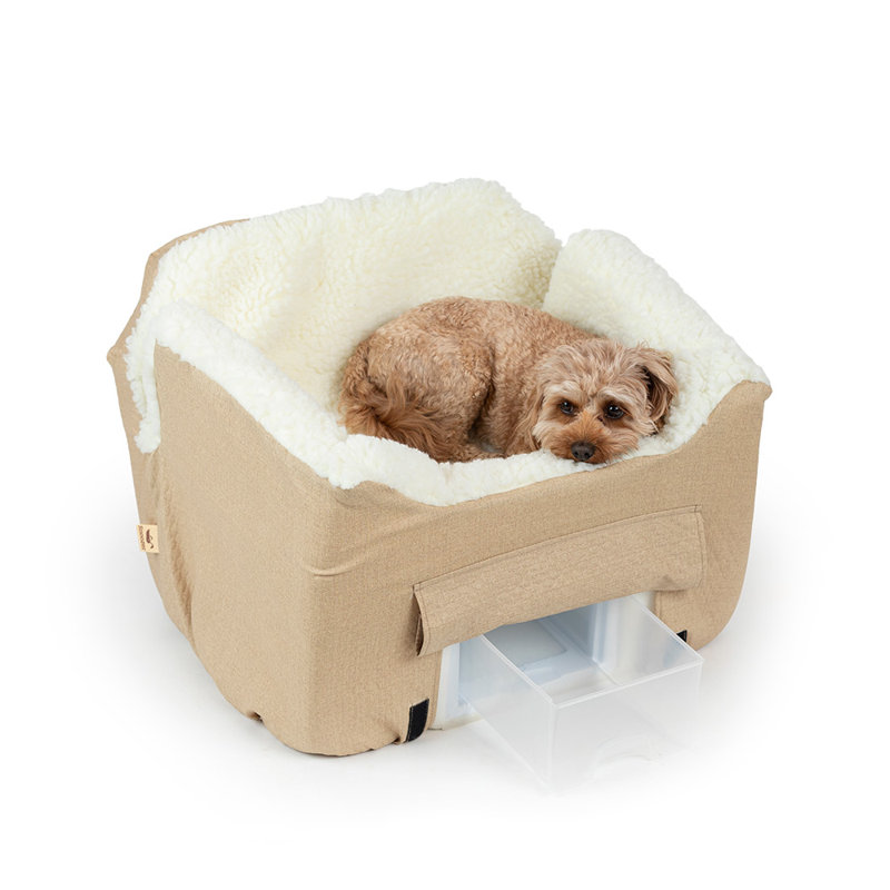 Birch Diamond Beige Soft Sided Dog Car Seat with Storage