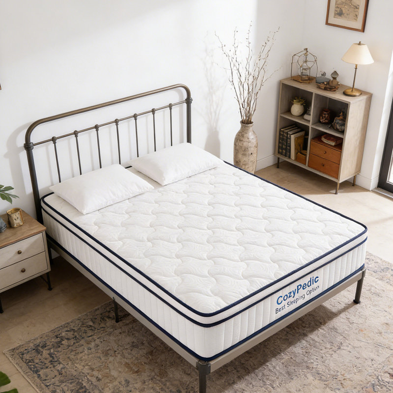 Matelas mi-ferme, mousse à mémoire de forme avec ressorts ensachés pour soulager les maux de dos et soulager la pression