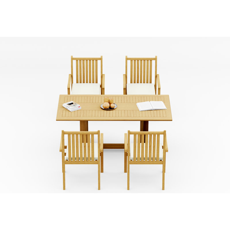 Teak Wood Patio Dining Set with, 4