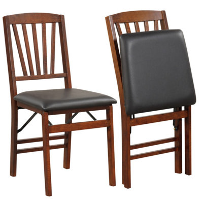 Set of 2 Folding Chairs with Padded Seat and Rubber Wood Frame by Red Barrel Studio