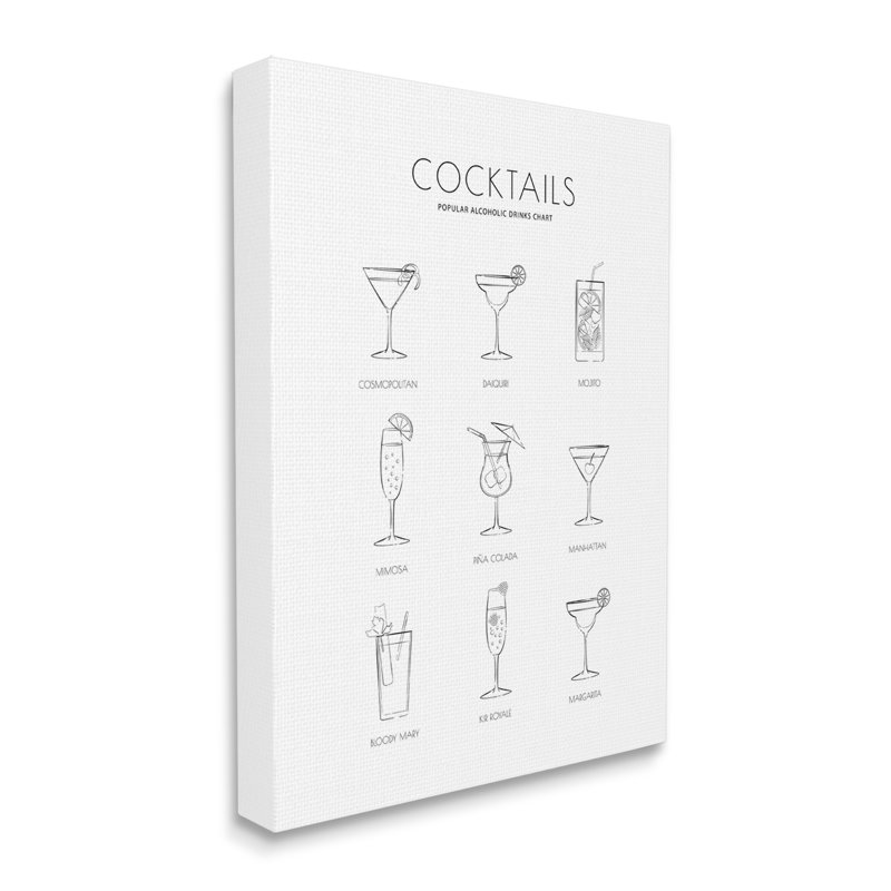 Verre à cocktail populaire populaire avec verres à cocktail amusants - impression, H 40 po x l 30 po x P 1,5 po, Toile tendue