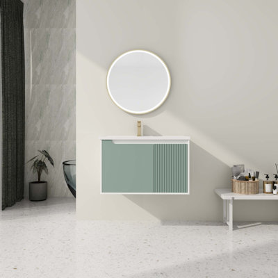 Meuble-lavabo mural avec lavabo en céramique