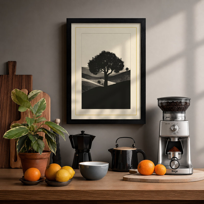 Solitary Tree Minimalist - Print, Black, A3 - 42.0 x 29.7 cm