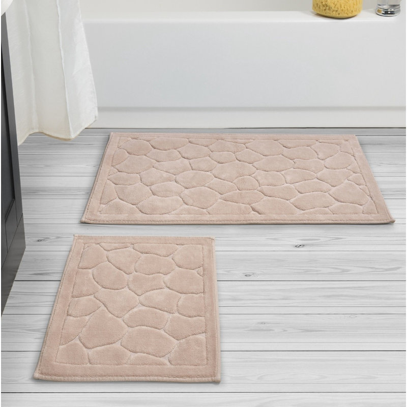 Ensemble de tapis de bain en coton doux (2 pièces), 19,7 po x 23,6 po et 23,6 po x 39,4 po | 100% coton, dessous antidérapant, hauteur de poils de 5 mm | Lavable à la machine, confort luxueux pour votre salle de bain