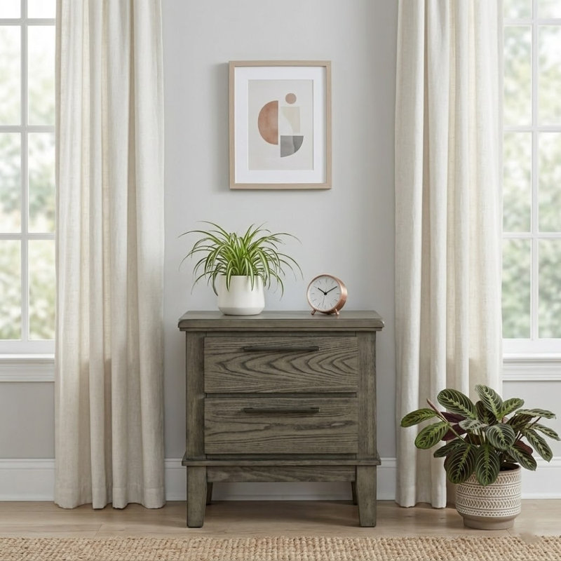 Taya Weathered Gray 2 Drawers 28In. W Nightstand
