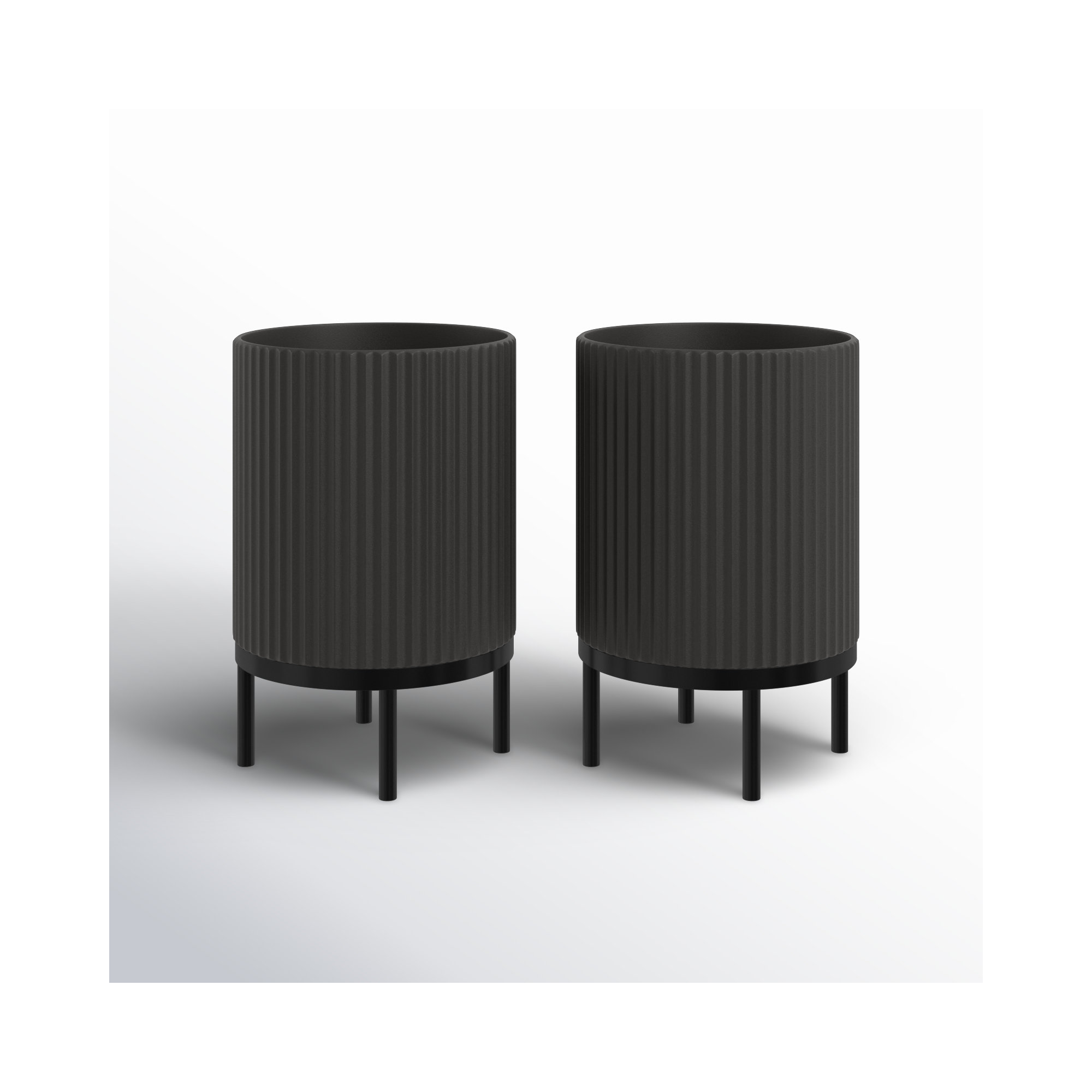 Demi Series Planter with Stand, Black, 22" H x 14.75" W x 14.75" D, 2
