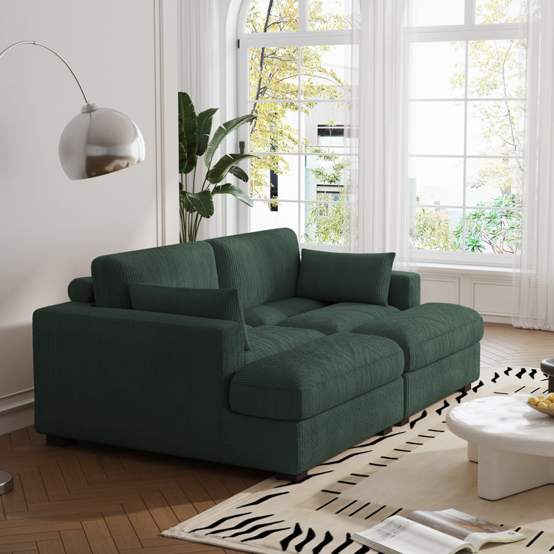 Bentura 210Cm Recessed Arms Modular Sleeper, Hunter Green