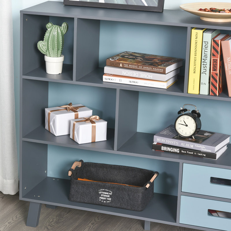 3-Tier Bookcase With Open Shelves, Blue