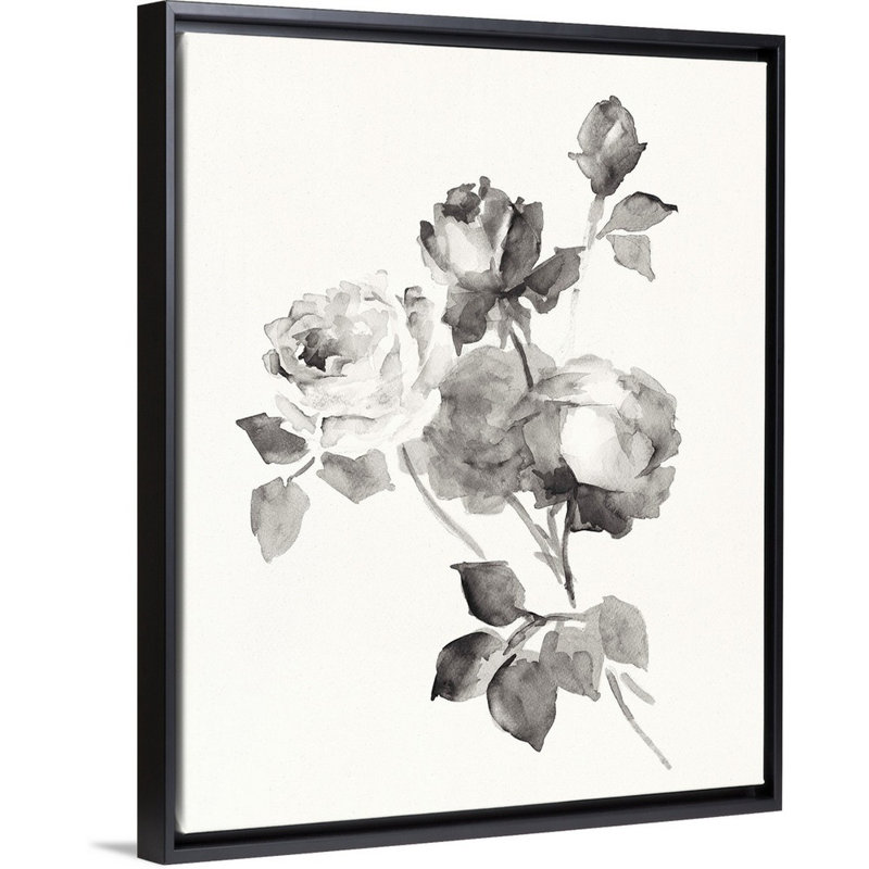 «Rose Blossoms Gray», reproduction sur toile, H 22 po x l 18 po x P 1,75 po, Cadre flottant noir