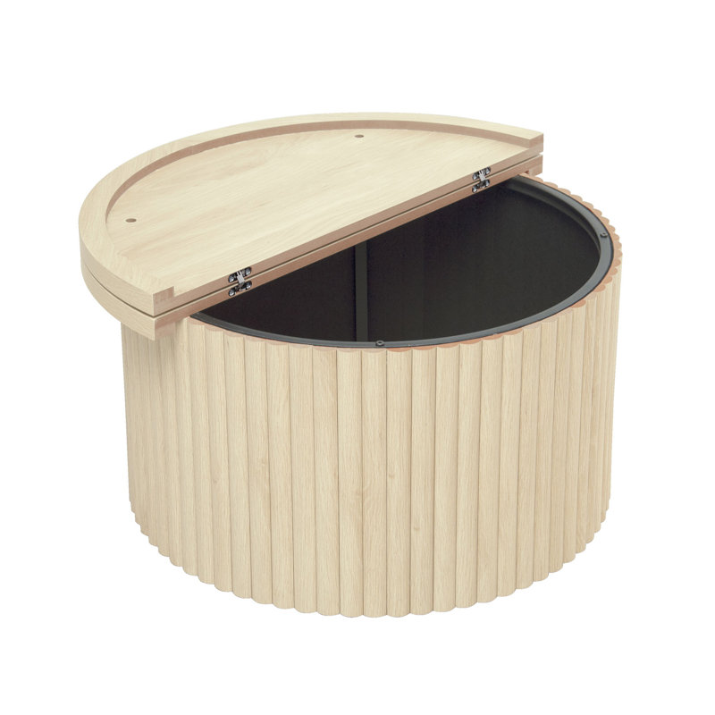 Round Coffee Table with Storage Space, Natural