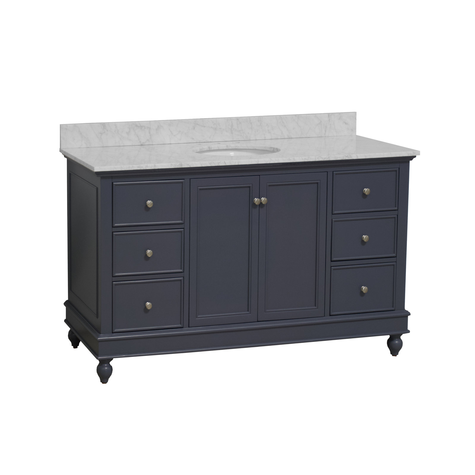 Ferdinand 60'' Single Bathroom Vanity, Carrara Marble, Marine Gray