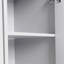 Îlot de cuisine avec armoire de rangement pour poubelle, chariot de cuisine avec abattant, support à épices, porte-serviettes et tiroir, îlot de cuisine sur roulettes avec tablette réglable-1256755651