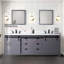 Meuble-lavabo double gris foncé 84 po X P 22 po , Comptoir en marbre de Carrare, ensemble de robinets Miroirs