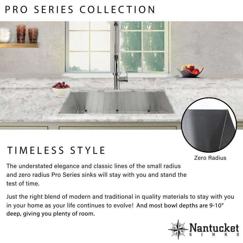 Pro Series 28'' L Stainless Steel Single Basin Kitchen Sink