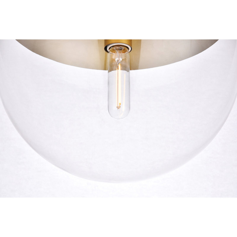 Luminaire suspendu simple à intensité variable 1 lumière Yearby Yearby, Laiton, Transparent, H 70 po x l 14 po x P 14 po