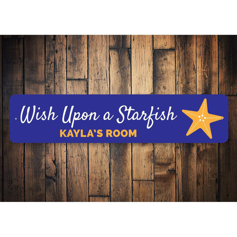Enseigne en aluminium "Wish On A Starfish", H 6 po x l 24 po x P 0,063 po