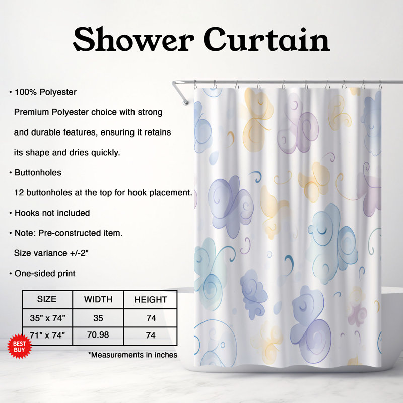 Gentle Tints - Premium Shower Curtain, 71" W x 74" L