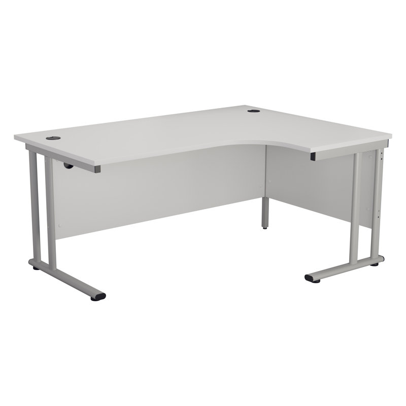 L-Shaped Desk, 73cm H x 160cm W x 120cm D, White/Silver, Right