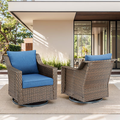 Tya Outdoor Wicker Patio Swivel Chairs With Cushions