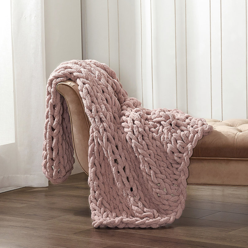 Jeté tricoté en chenille Donna, Rougir