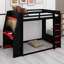 Lit superposé de jeu avec bureau, tablettes de rangement, ports USB et lumières DEL-130833403