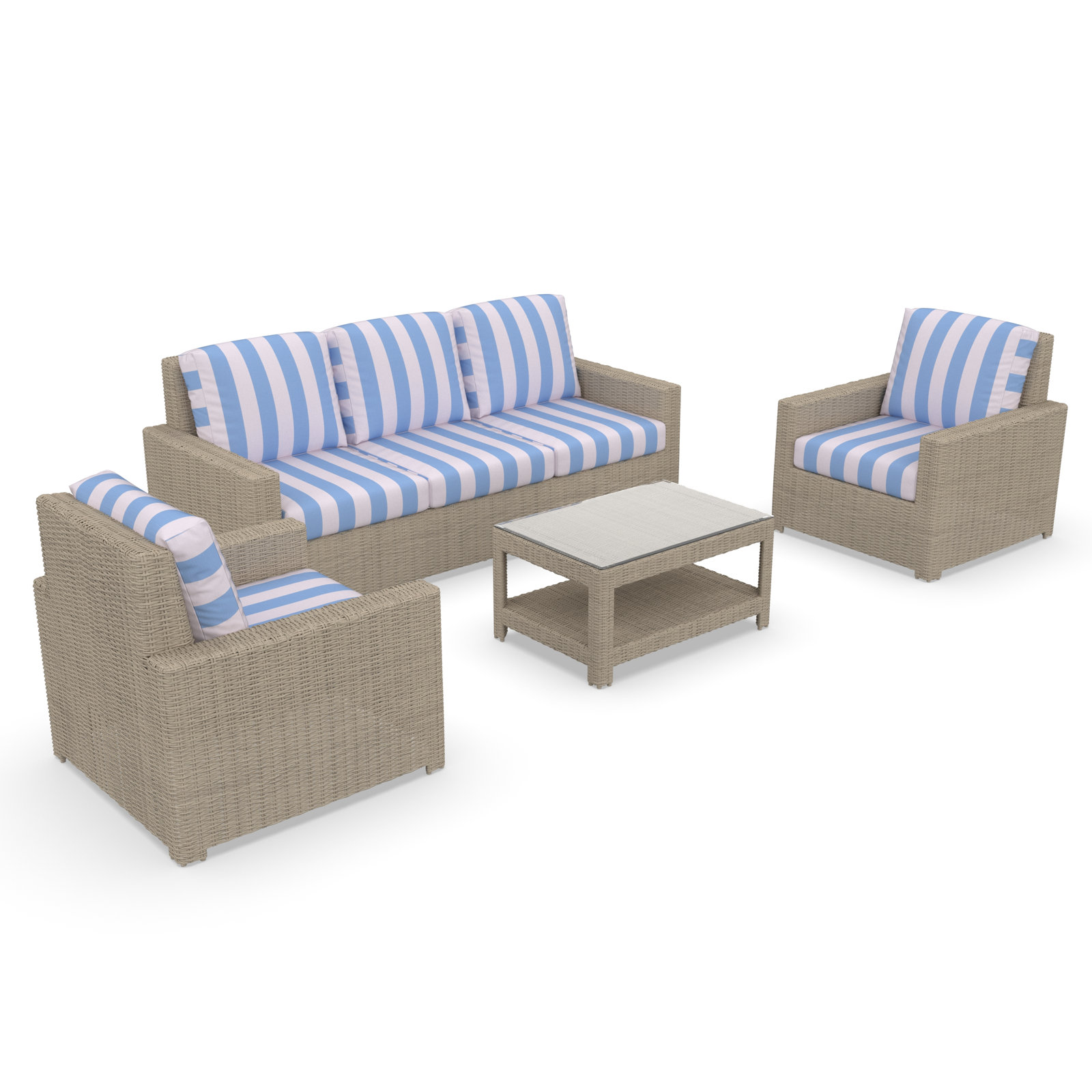 Henri 5-Person Sunbrella® Patio Seating Group, Refuge Ocean