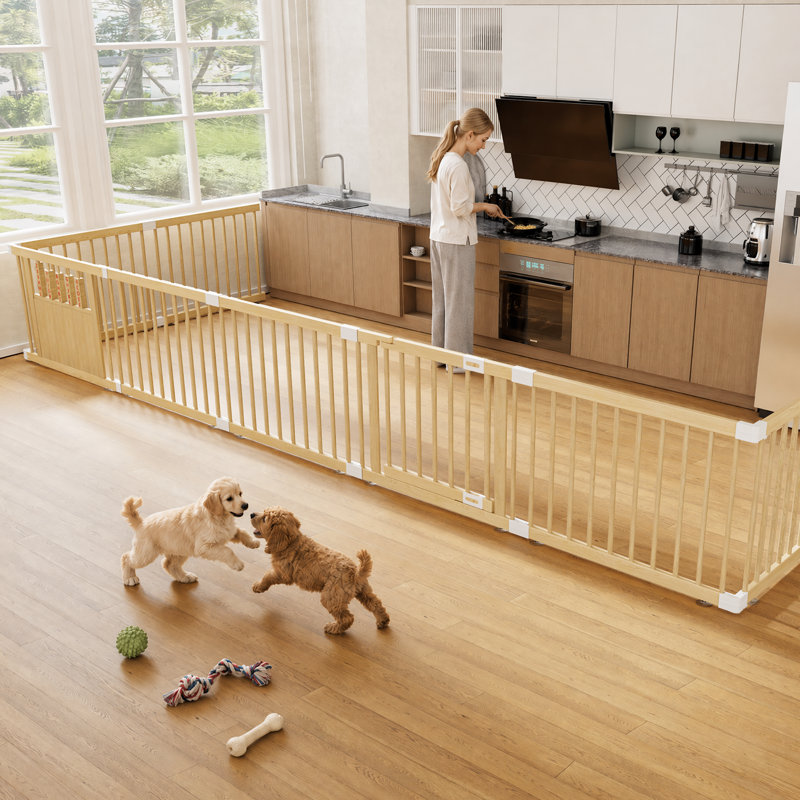 Parc de jeux d'intérieur en bois pour chiots et petits chiens, 61 cm (24 pouces), 12 panneaux, H 24 po x l 96 po x P 96 po