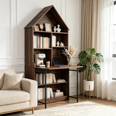 Bureau convertible convertible de bureau à bibliothèque, bureau pliable avec rangement