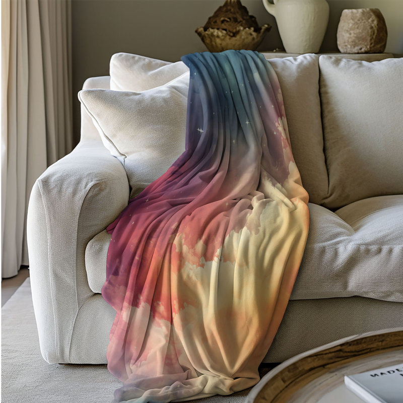 Luminous Sky - Couverture sherpa de qualité supérieure 1 pièce, Lit simple