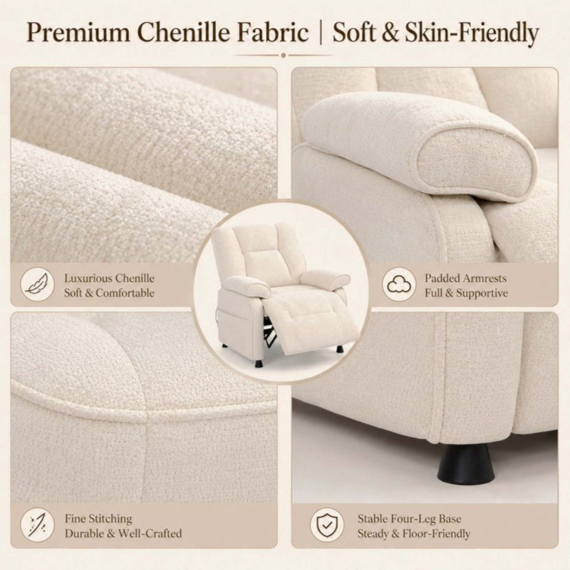 Fauteuil inclinable électrique Basic, Chenille beige