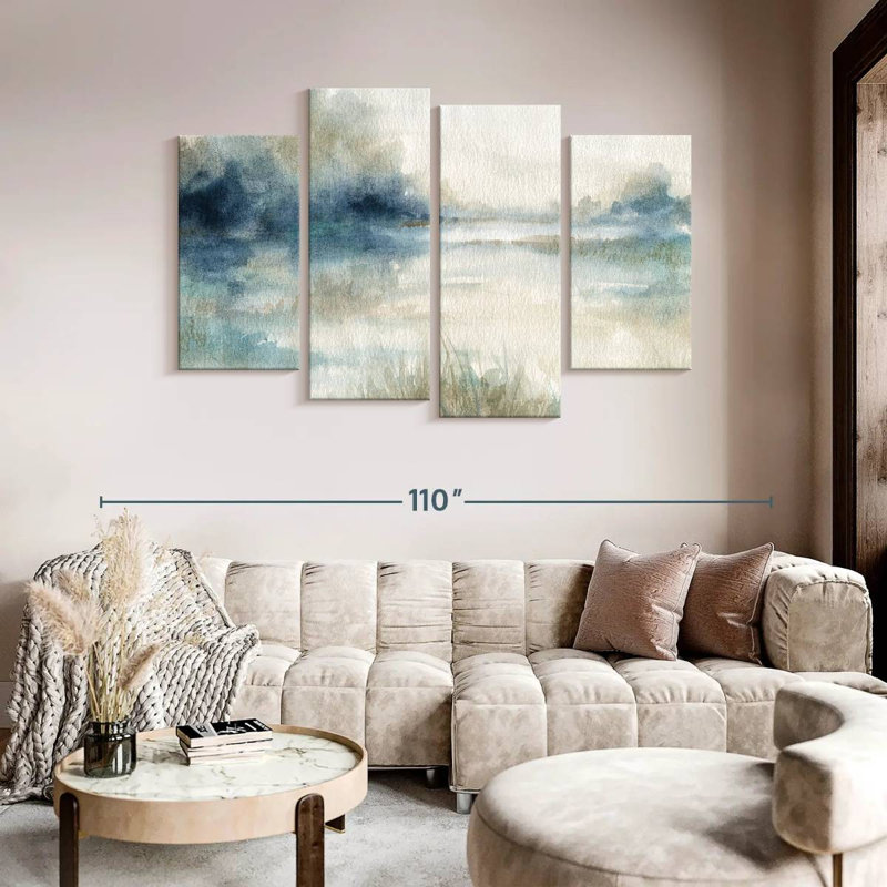" Still Evening Waters II " 4 - Pieces, 54" H x 84" W