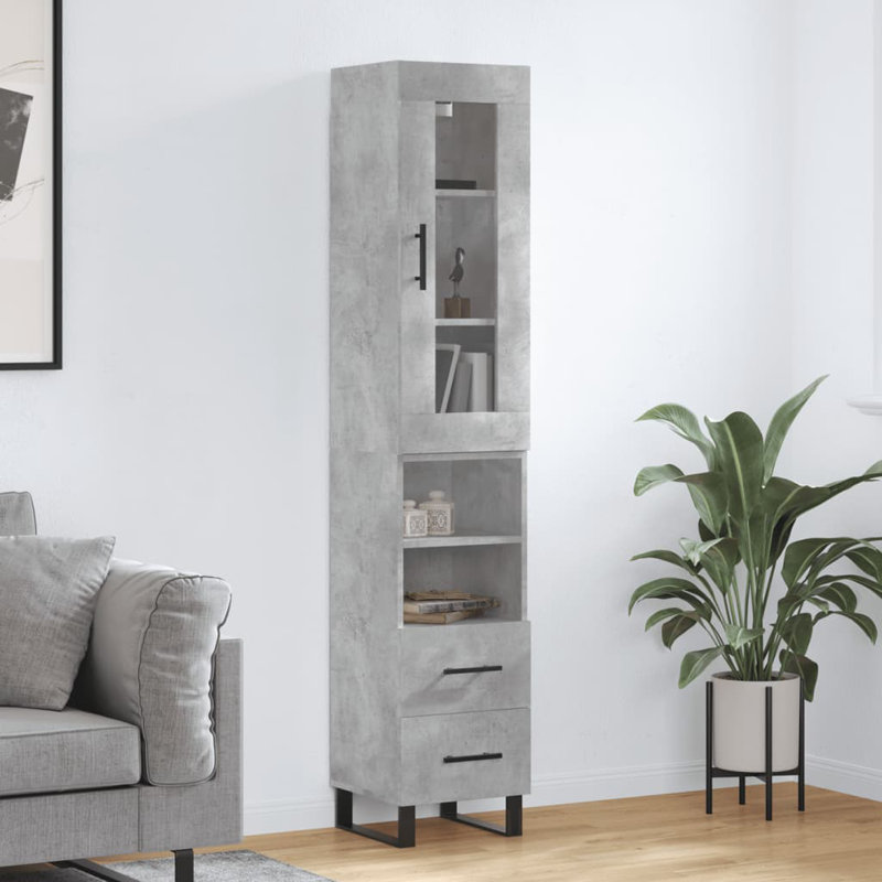 Mirisa 180cm H x 34.5cm W Standard Bookcase, Concrete Grey