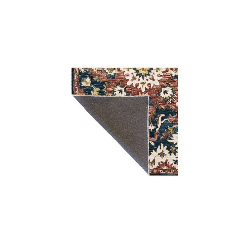 Tapis tissé à motif de losanges rouge et bleu traditionnel lavable à la machine, Rectangle 3 pi 3 po x 4 pi 11 po 