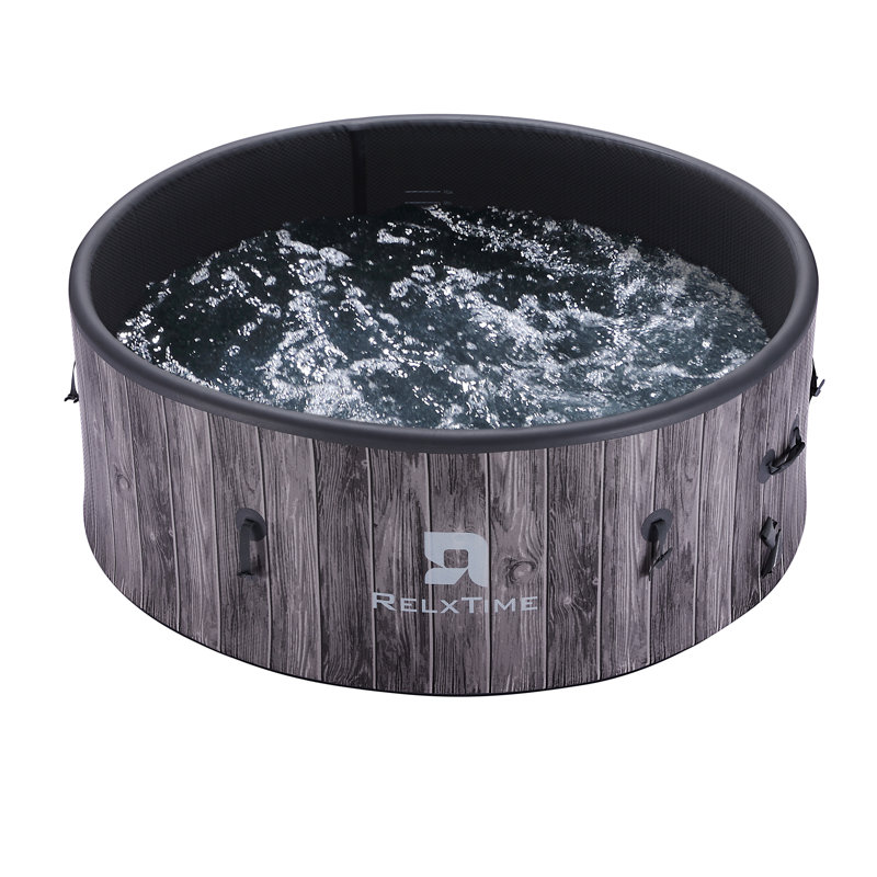 RELXTIME Inflatable Hot Tub 5 To 7 Person Round Hottub,Portable Outdoor Air Jet Spa 71'' X 71'' with Energy-saving Insulation Cover, 130 Bubble Massage Nozzles, 2 Filter Cartridges, 1 Floor Mats